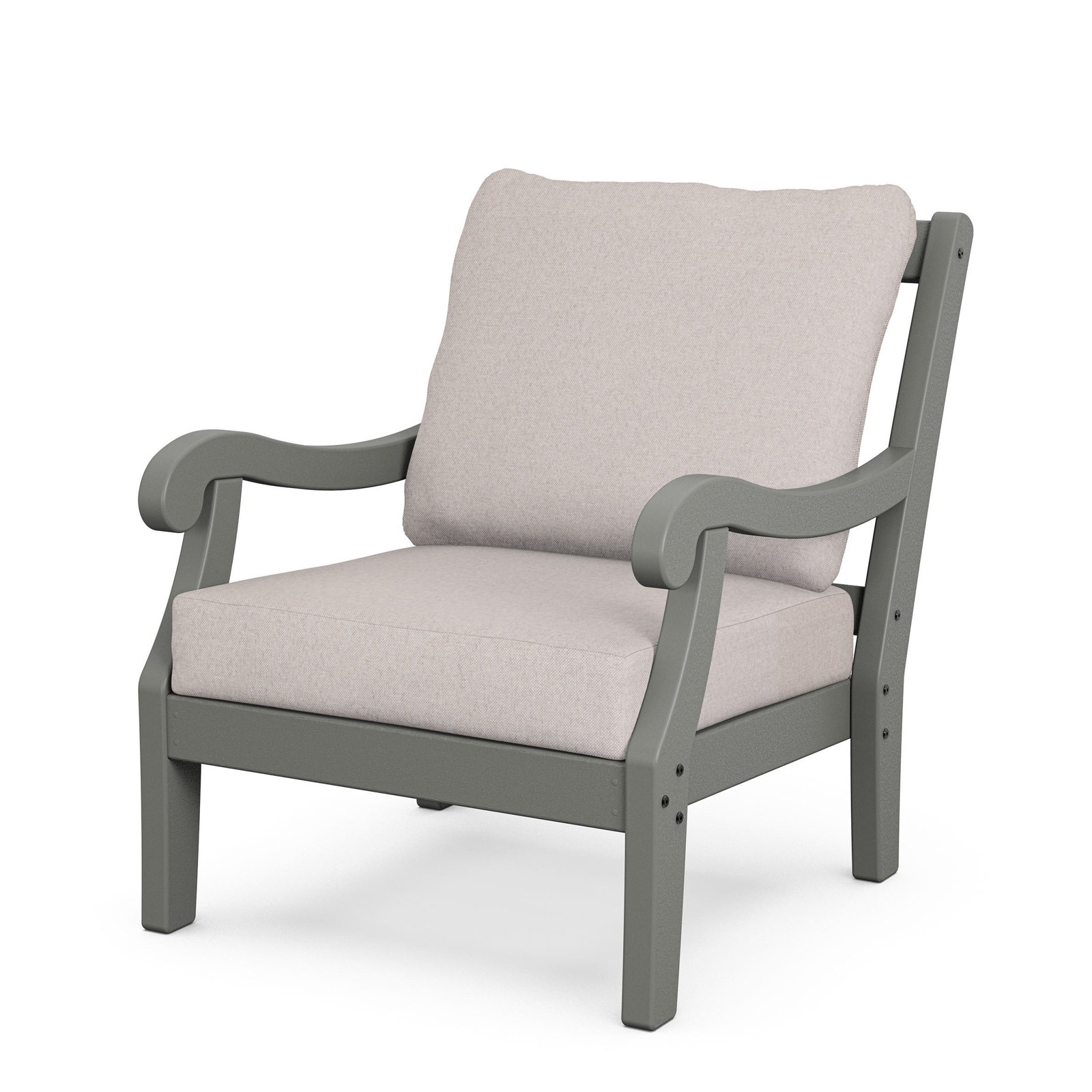 POLYWOOD® Verlyn 5-Person Patio Seating Group, Dune Burlap Cushion/Slate Gray Frame