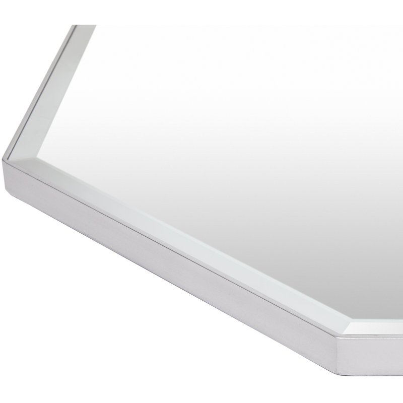 Manfredi Wood Flat Wall Mirror, Silver