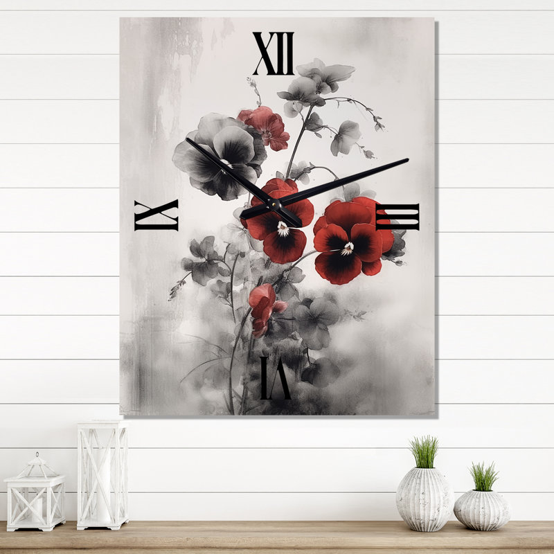 Horloge murale moderne rouge et grise minimalisme I, Petit