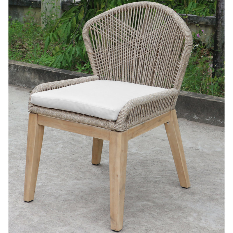 Chaise d'appoint de salle à manger en bois avec coussin Bowery, Beige