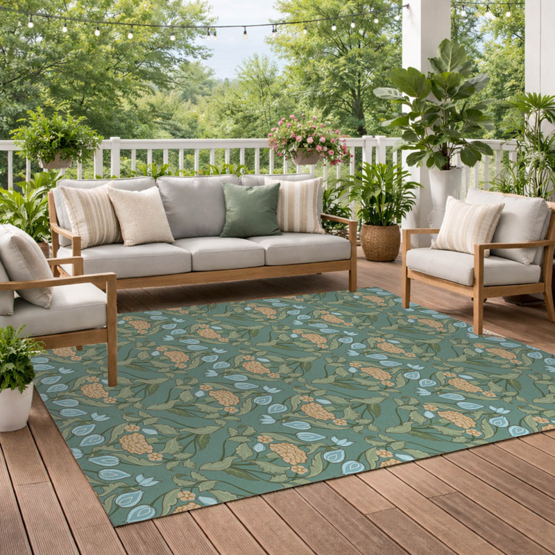 Piper Soft Step Outdoor Area Rug, Rectangle 5' x 3', Green