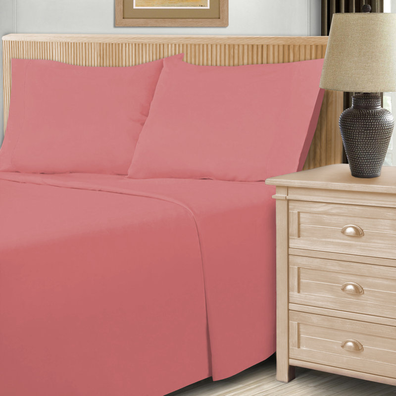 Cotton Blend 600 Thread Count Solid Deep Pocket Bed Sheet Set, Blush, Twin XL Sheet Set + Fitted Sheet + Pillowcase