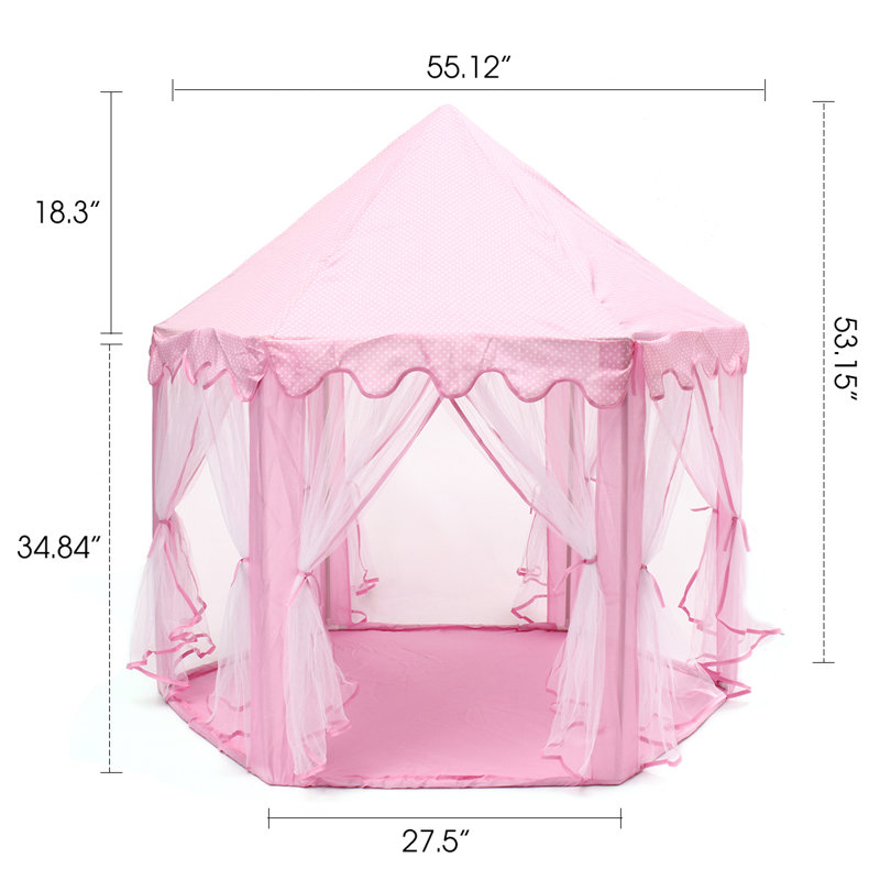 Tente de jeu en polyester intérieure/extérieure 4,5' x 4,4' avec sac de transport castle, Rose
