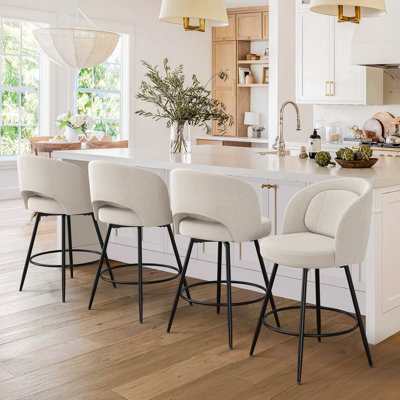 Tabouret de bar pivotant de 26 po de hauteur avec structure et coussin en métal