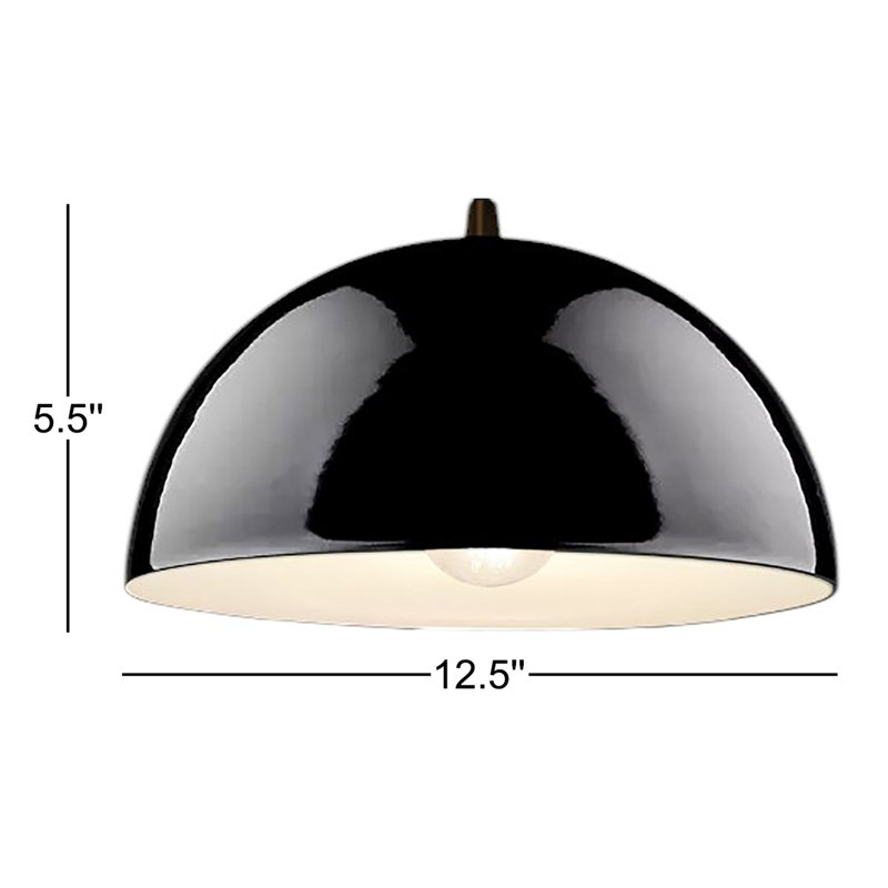 Leni 1-Light Ceramic Dimmable Dome Pendant , Matte Black, Gloss Black