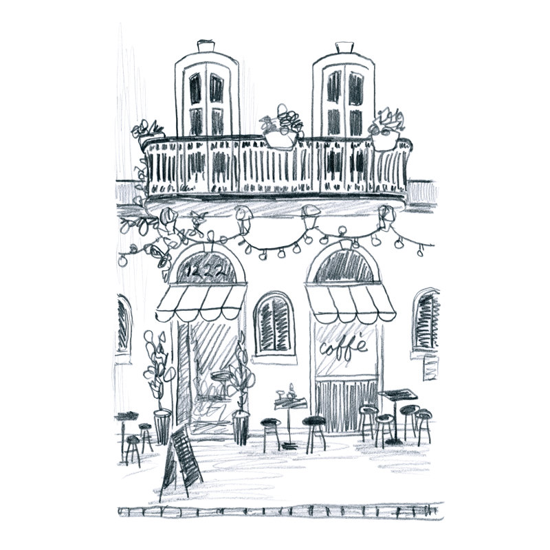 Italian Street Sketch II by June Erica Vess - Wrapped Canvas Painting, 76cm H x 51cm W x 3.8cm D