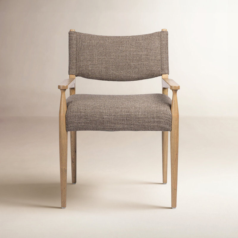 Tara Yokum Dining Armchair, Saxon Mink, Natural Oak