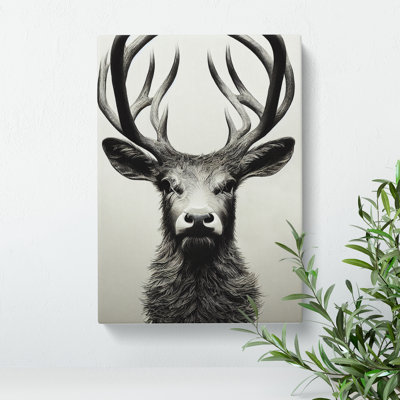 Portrait Of A Wild Stag No.3 - Wrapped Canvas