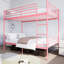 Lit superposé avec échelle et garde-corps haut, capable de se diviser, lit superposé en métal, espace de rangement, silencieux, taille simple sur simple, rose-27316274