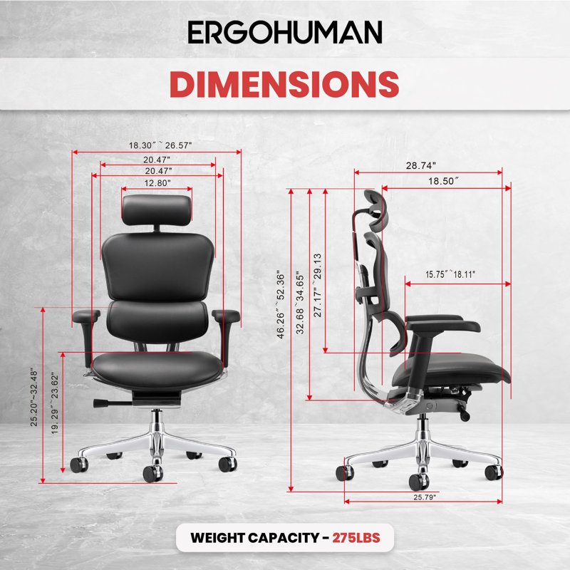 Chaise de travail ergonomique en cuir Ergohuman