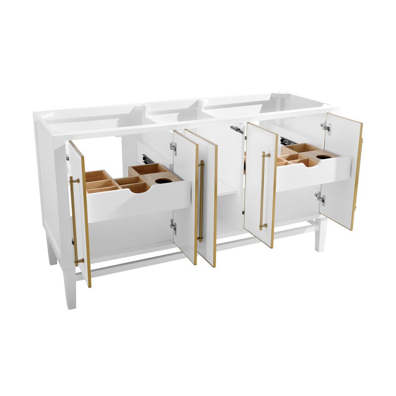 Base de meuble-lavabo double 60 po Ewen, Noir, Satin
