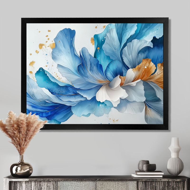 Océan bleu délicat pétales floraux III - fleurs abstraites, art mural, Reproduction encadrée d'une seule photo sans pass