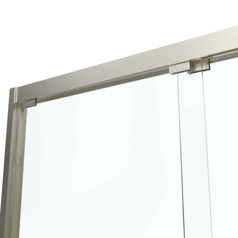 56" to 60" W x 76" H Sliding Semi Frameless Shower Door, Brushed Nickel