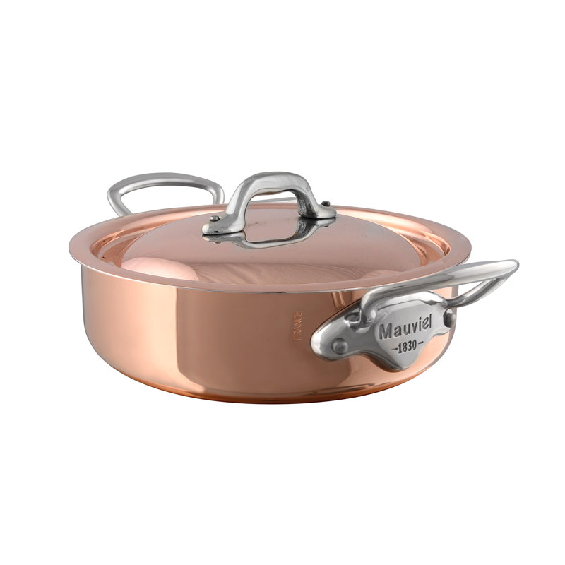 Mauviel M'heritage 150 S Copper Rondeau With Curved Lid & Cast Stainless Steel Handles, 3.4-Qt, 6 quarts