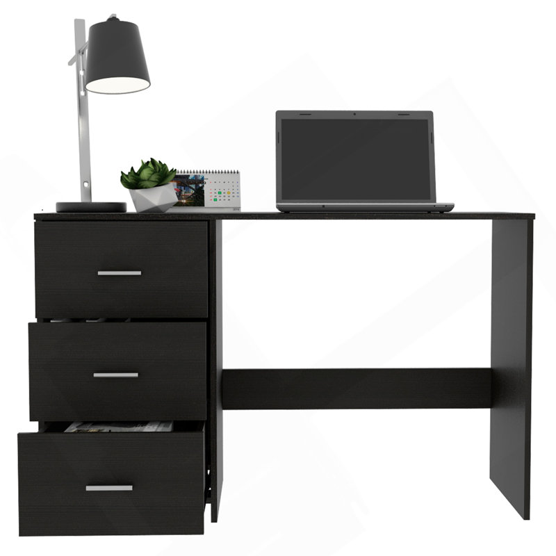 Bureau d'écriture classique 3 tiroirs - noir