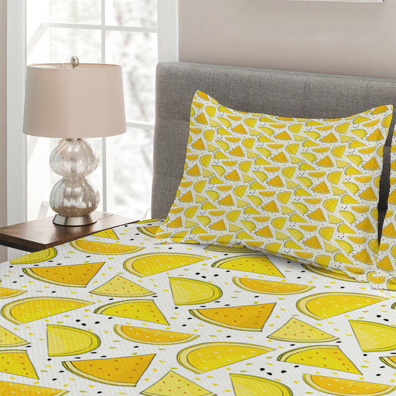 Melon Coastal Coverlet, King Bedspread + 2 Shams