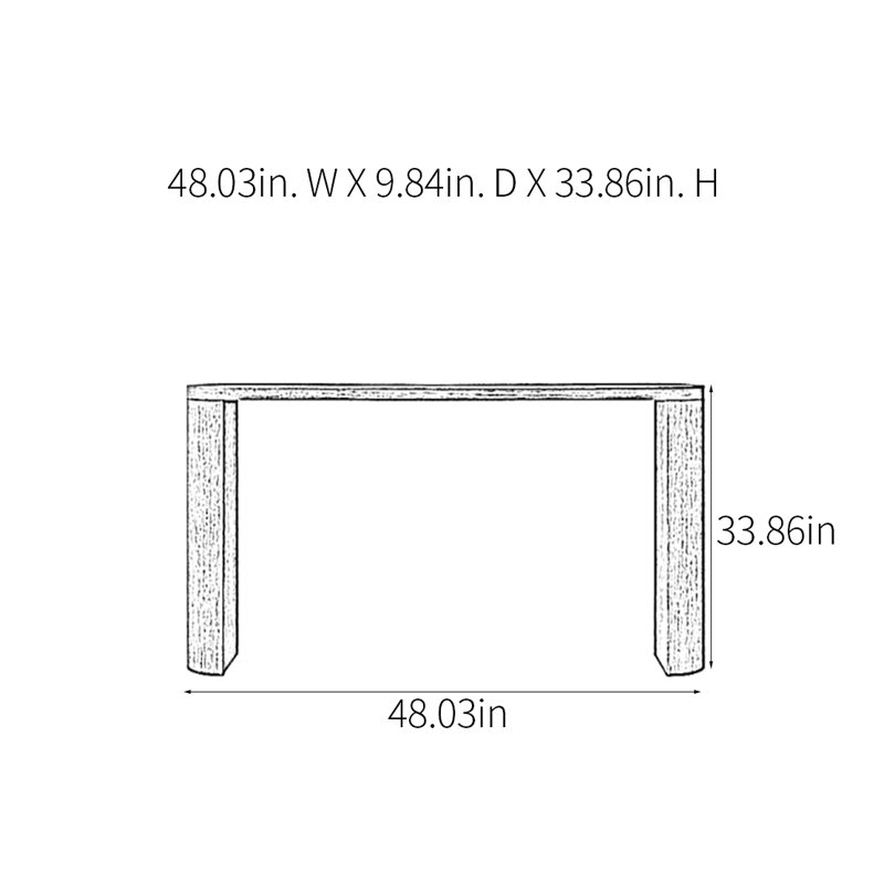 Rural Retro Minimalist Console Table, 33.86" H x 48.03" W x 9.84" D, Natural Wood