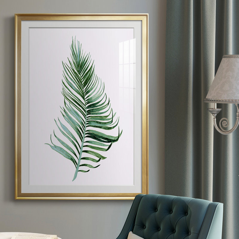 Sage Frond II - peinture encadrée, H 30,5 po x l 42,5 po x P 1,5 po, Or