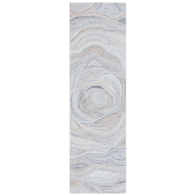 Tapis abstrait beige / bleu Abstract 148, Tapis de couloir 2 pi 3 po x 8 pi