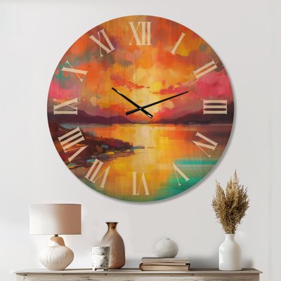 Sunset with Colorful Reflections II – Oversized Beach Wooden Wall Clock