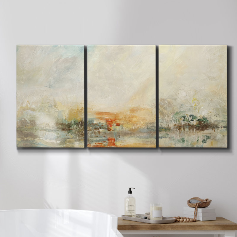 «Beach Walk I» sur toile, reproduction de 3 pièces, H 48 po x l 96 po x P 2 po