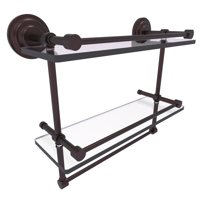 Étagère 2 pièces avec barre à serviettes leamore, H 12 po x l 22 po x P 5 po, Bronze antique