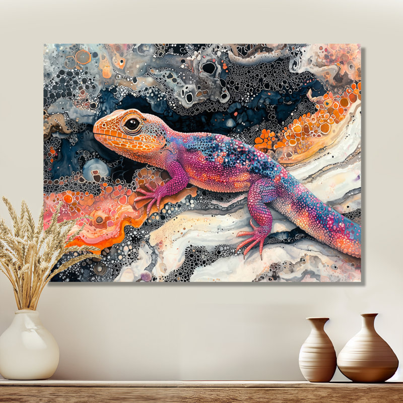 Lézard coloré dans le lac Harmony II - impressions de lézard, H 12 po x l 20 po