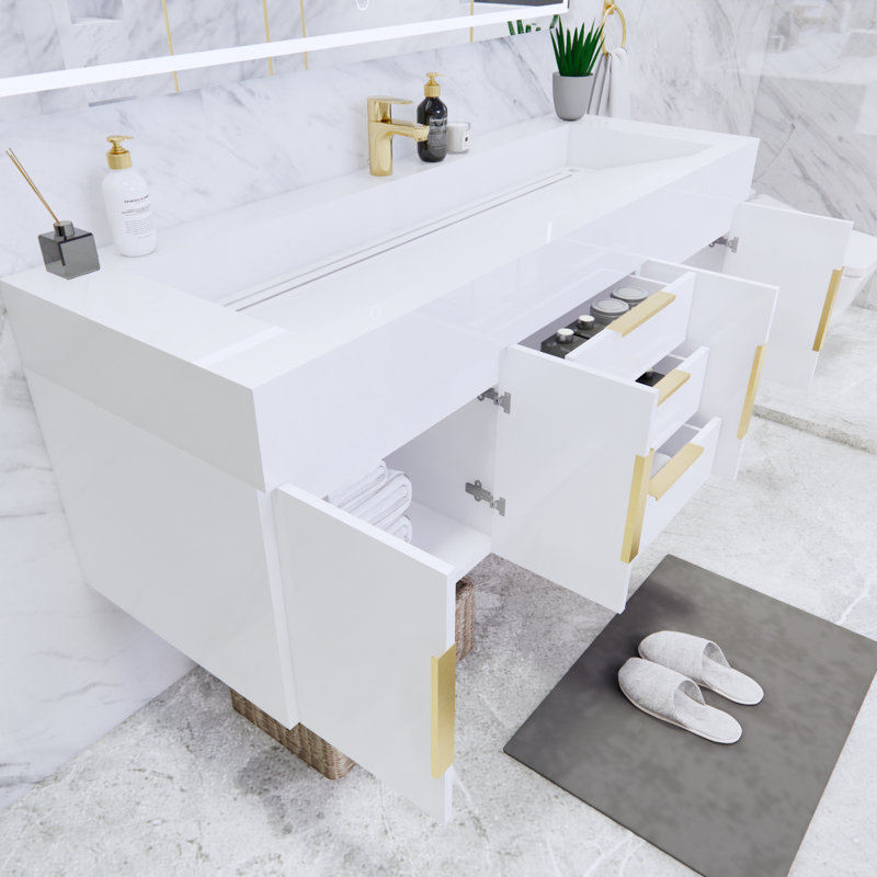 Glasgow 59'' Bathroom Vanity with Acrylic Top, White