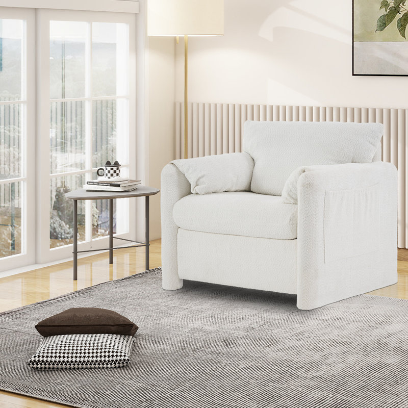 Fauteuil pivotant simple avec revêtement en chenille confortable - Éponge à haute résilience et pieds robustes pour le salon, la chambre à coucher et le bureau