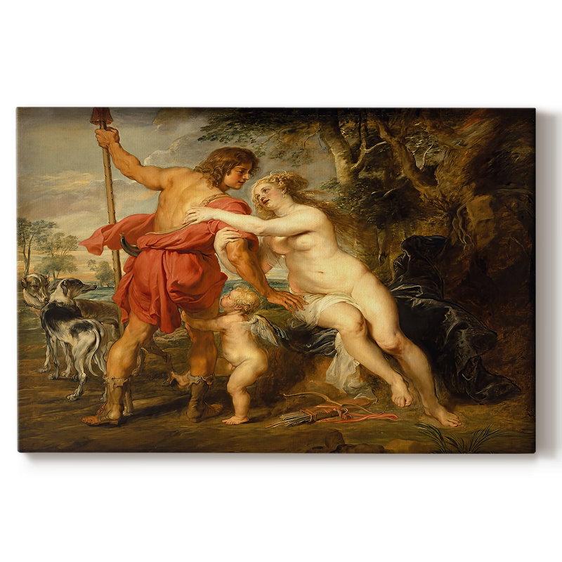 Vénus et Adonis-Peter Paul Rubens-Toile tendue avec châssis-c. 1635, 18x27