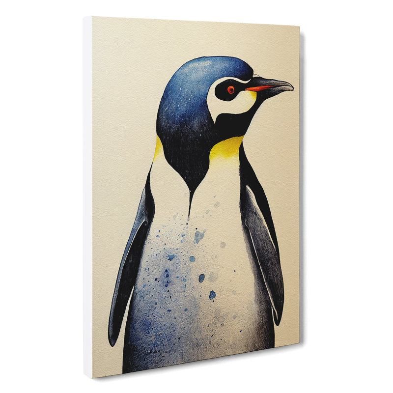 Watercolour Penguin No.4 - Wrapped Canvas, 50cm H x 35cm W x 3cm D