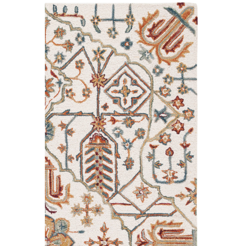 Wahcheechee Southwestern Hand Tufted Wool Area Rug in Ivory/Yellow/Red, Rectangle 8' x 10'