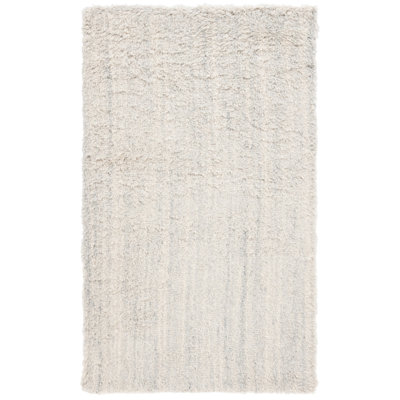 Hand Tufted Wool/Cotton Rug in Silver/Ivory
