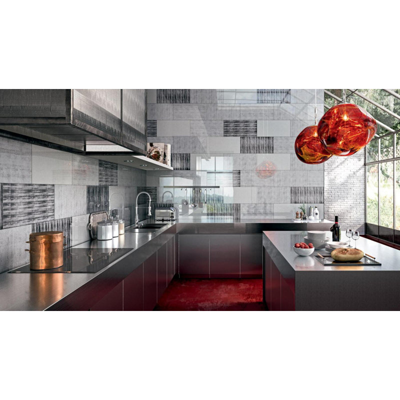 Tela White 23.38" x 23.38" Decorated Glass Tile