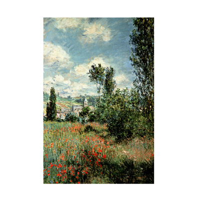 Art mural sur toile tendue - "Mon chemin à travers les coquelicots" par Claude Monet pour décor de salon, de chambre à coucher ou de bureau - 35 x 47