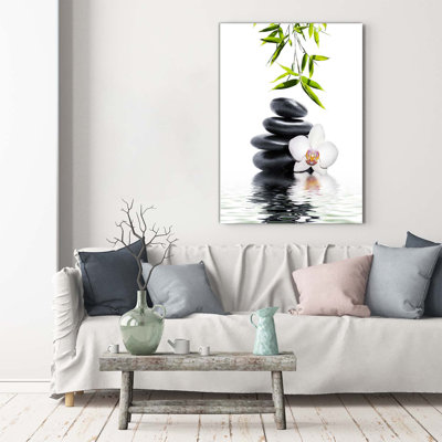 Orchid And Stones - Wrapped Canvas Print