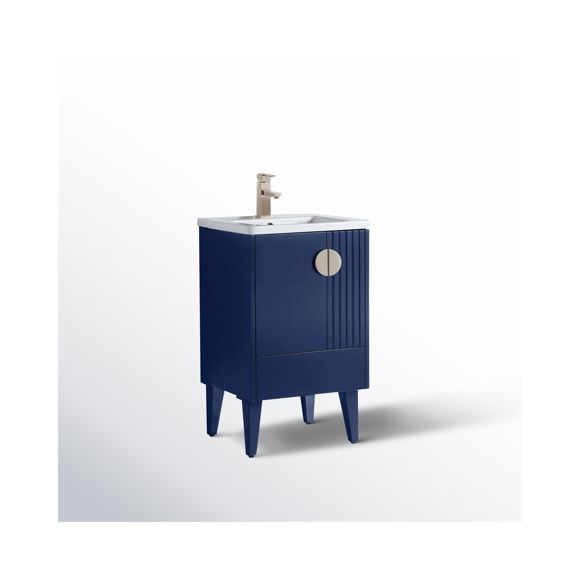 Saimah 20'' Single Bathroom Vanity, Navy Blue, Satin Nickel