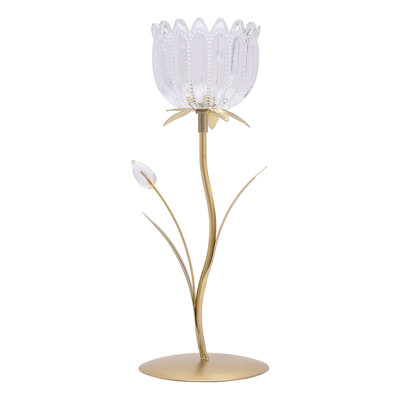 27.5Cm Glass Metal Tabletop Votive Holder