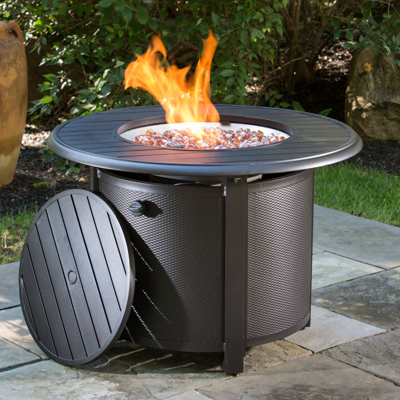 Black 36" Round Aluminum Gas Fire Pit Table