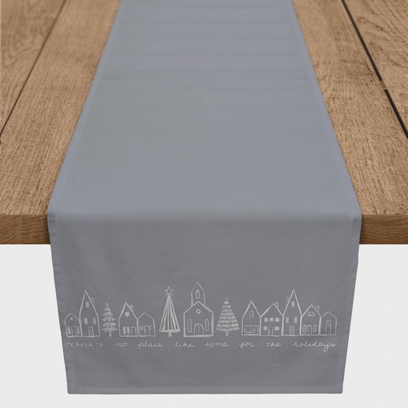 Chemin de table Winter Town No Place Like Home, L 90 po x l 16 po, Crème