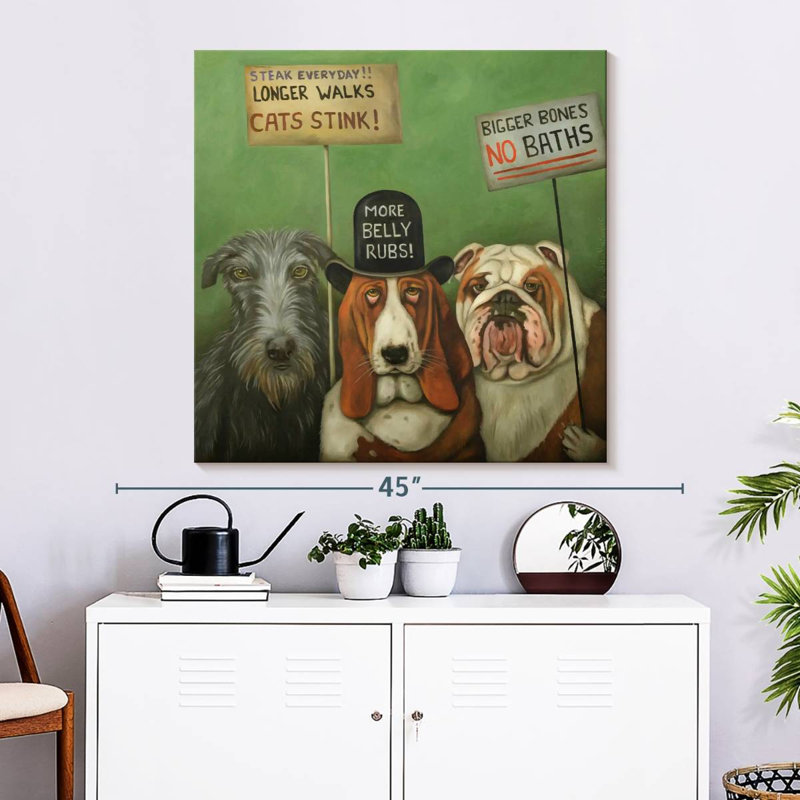 Ketti Dogs On Strike, 33" H x 33" W
