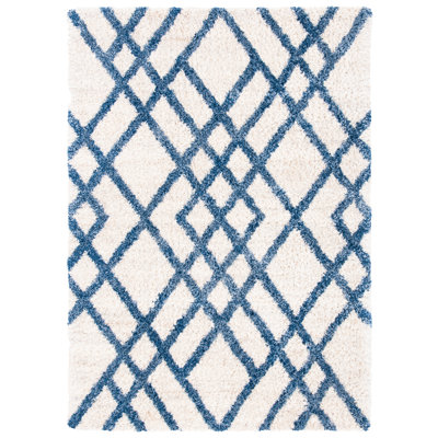 Tapis ivoire / bleu Rivka