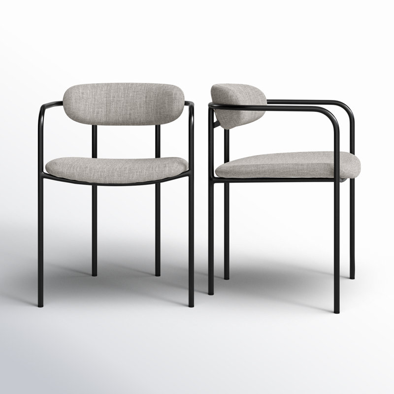 Belarus 18.25'' H Upholstered Metal Armchair, Gray, Black