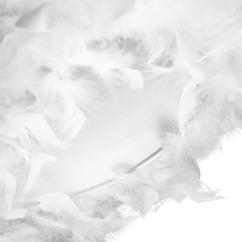 Modern Designer Real Feather Drum Lamp Shade with Inner Cotton Lining, White