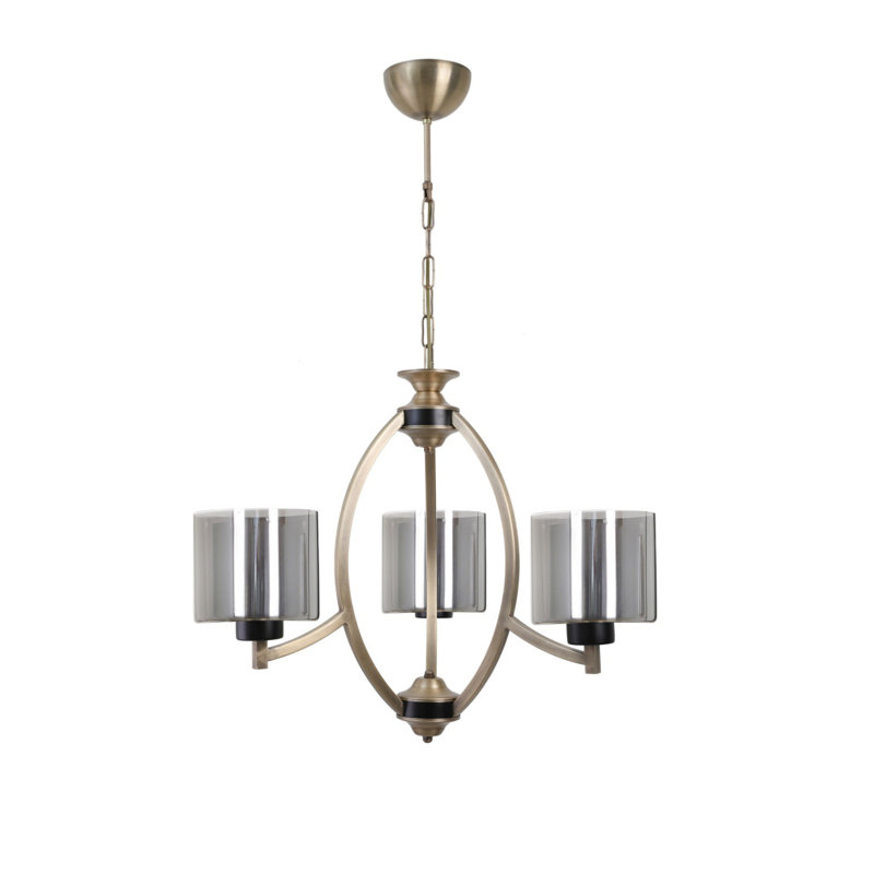 Lustre géométrique à 3 lumières Rivera, Argent, Or