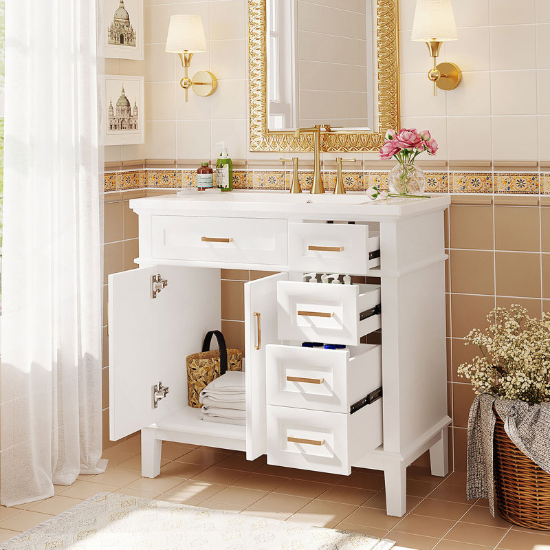 Meuble-lavabo 36 po avec lavabo en résine, Bleu