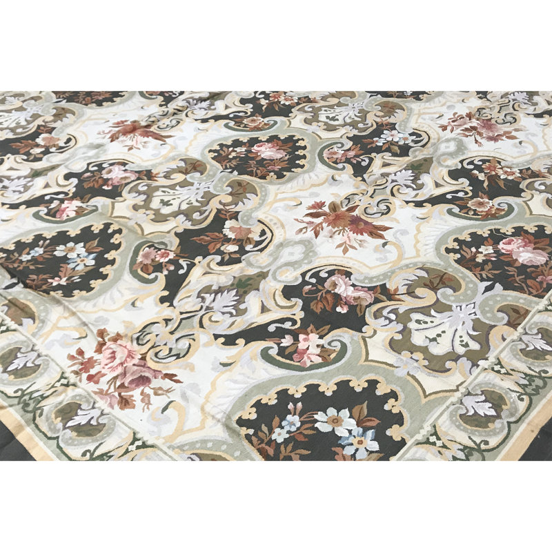 Hand-Knotted High-Quality Green and Green Area Rug