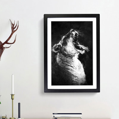 Yawning Lioness - Framed Print