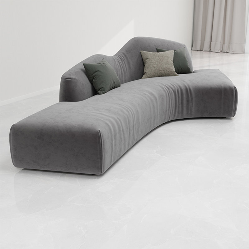 Canapé simple incurvé confortable, Gris, Face à la droite