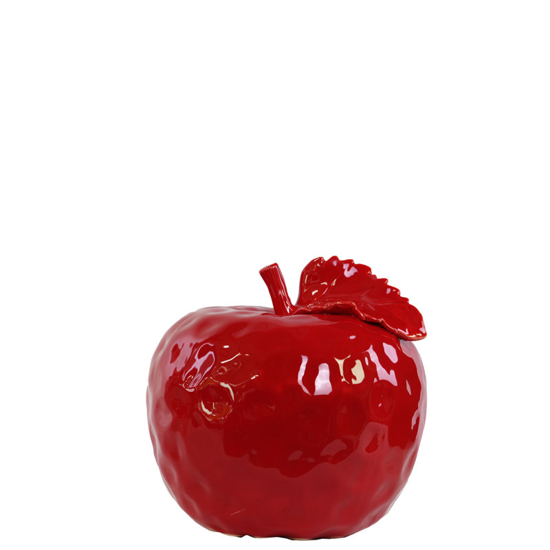 Figurine pomme en céramique Hanalei, H 4,25 po x l 4,5 po x P 4,5 po, Rouge